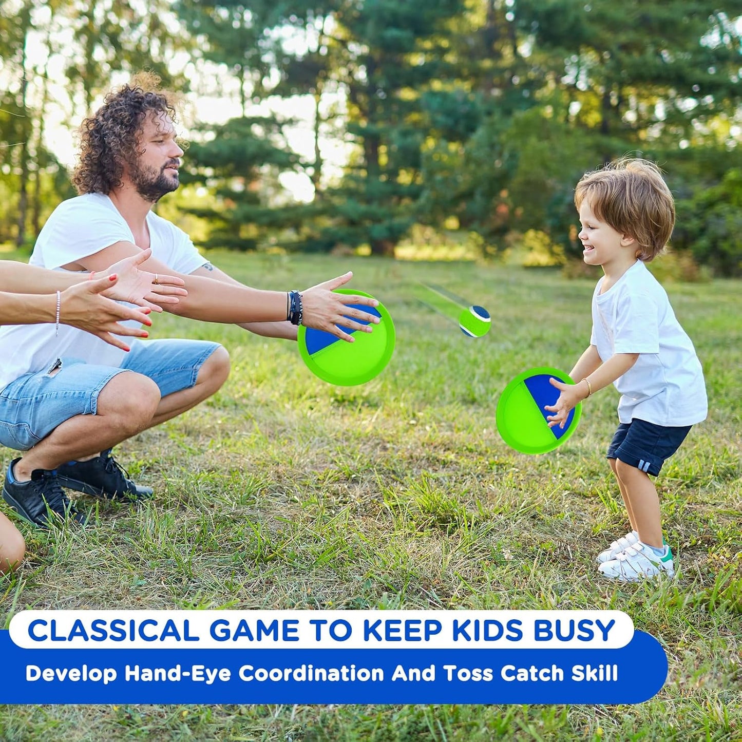 Ayeboovi Toss and Catch Ball Set Boys Toys Outdoor Toys Yard Games Outside Games Beach Toys for Kids Ball and Catch Game with 4 Paddles and 4 Balls [Upgraded Version]