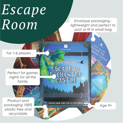Talking Tables Enchanted Castle Escape Room Game for Kids, Rescue The Dragon, Puzzles, Clues, QR Codes., Music, Family Games, Adults, Brain Teaser Puzzles Ages 9+, 1-6 Players