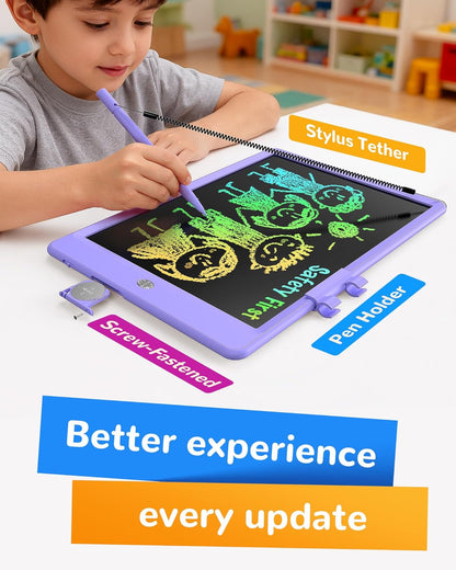 KOKODI LCD Writing Tablet, 12 Inch Colorful Toddler Doodle Board Drawing Tablet, Erasable Reusable Electronic Drawing Pads, Educational and Learning Toy for 3-6 Years Old Boy and Girls(Blue)