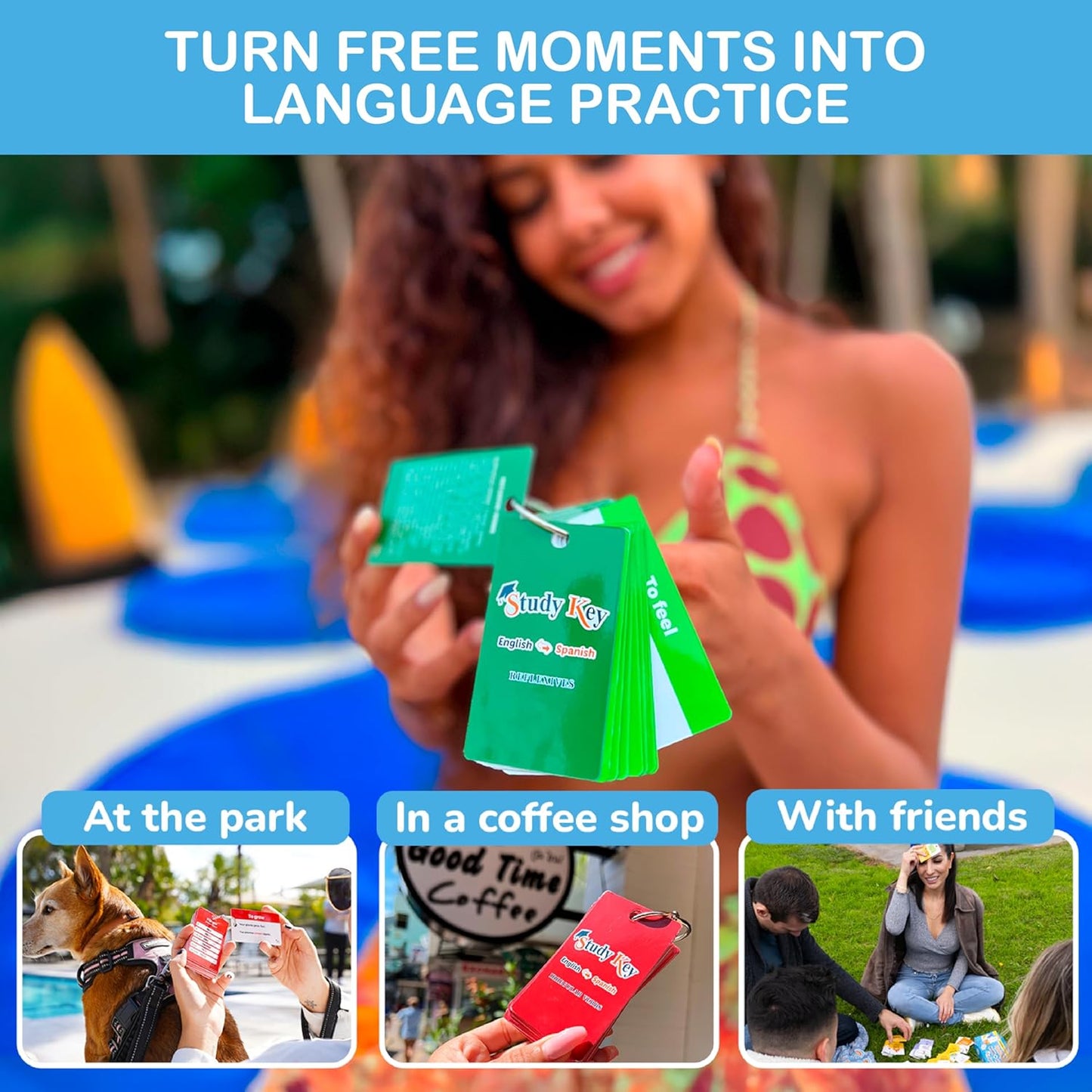 500+ Spanish Vocabulary Flash Cards for Adults & Kids Ages 15+ - Verb Conjugation, Nouns, Adjectives & Phrases to Learn Spanish for Adult Beginners Flashcards