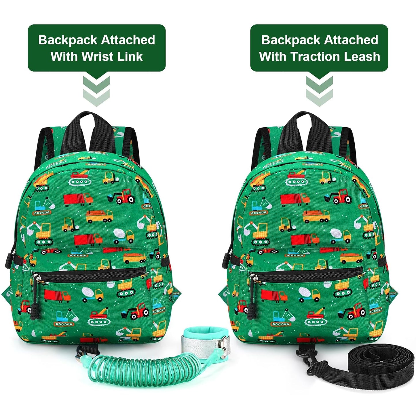 Accmor Toddler Backpack Leash, Mini Child Backpack with Anti Lost Wrist Link, Cute Kids Backpack Leash Walking Harness for Outdoor Travel, Small Excavator Backpack Tether for Baby Boys Girls Ages 1-3