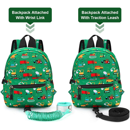 Accmor Toddler Backpack Leash, Mini Child Backpack with Anti Lost Wrist Link, Cute Kids Backpack Leash Walking Harness for Outdoor Travel, Small Excavator Backpack Tether for Baby Boys Girls Ages 1-3