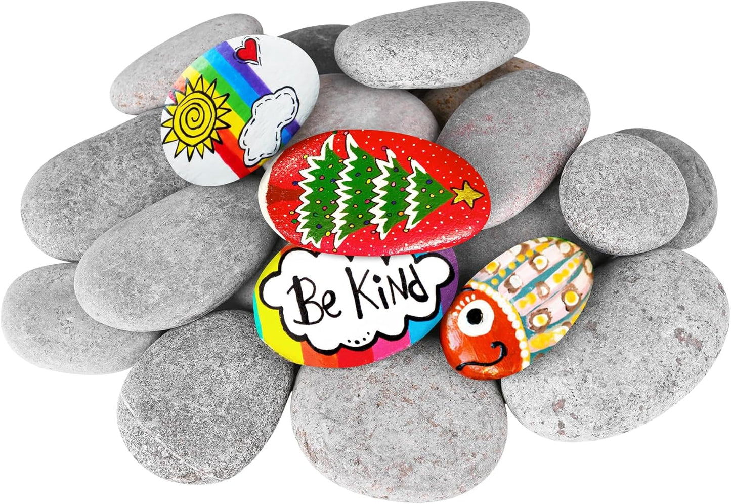 River Rocks for Painting 45 Pcs Large 2-3 Inch Flat Smooth Painting Stones Craft Rock to Paint for Kids Crafts Painting Bulk