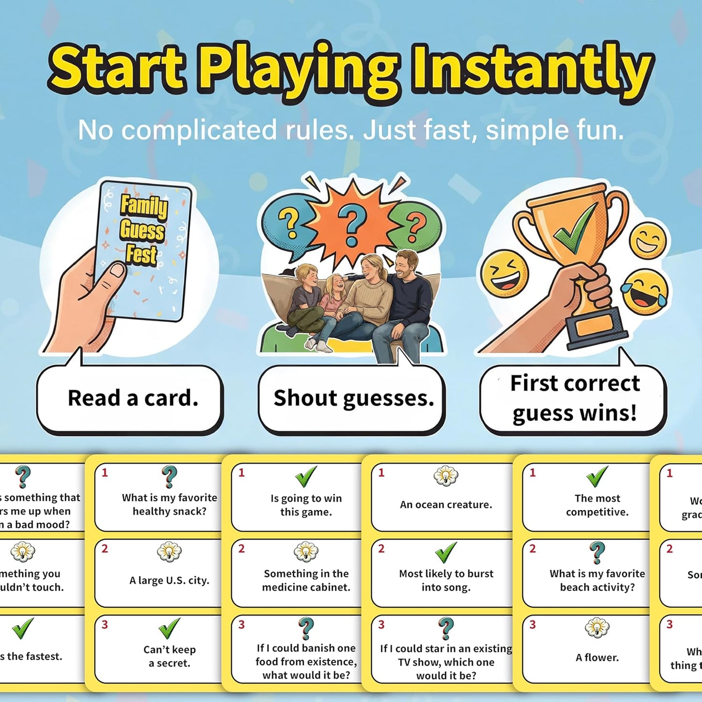 Family Bonding Game Filled with Conversation Starters - Fun Family Games for Kids & Adults - Family Activities - Family Games for Game Night - Guessing Games - Ages 8+, 3-8 Players, 30 Mins