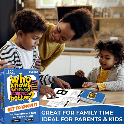 QUOKKA Board Games for Kids 8-12 and Family - Set of 4 Who Knows It Better? - 2000+ Questions Across Biology, Culture, STEM and Math - Educational Trivia Cards for Learning and Game Night
