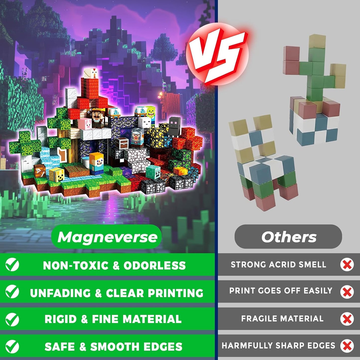 Magneverse 200 PCS 0.8in Magnetic Blocks - Magnet Toys for Kids, Magnetic Building Blocks Cubes, Stacking Magnets, School STEM Toys Birthday Gifts for Boys and Girls Age 3+ Years Old (Theme: Portal)