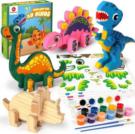 Mocoosy Wooden Robot Painting Art and Craft Kit for Kids Ages 3-5, Build & Decorate Your Own Robots with Paint & Stickers, Wood Robot STEM Game Montessoi Educational Toy Gift for Boys Girls 4-8 Years