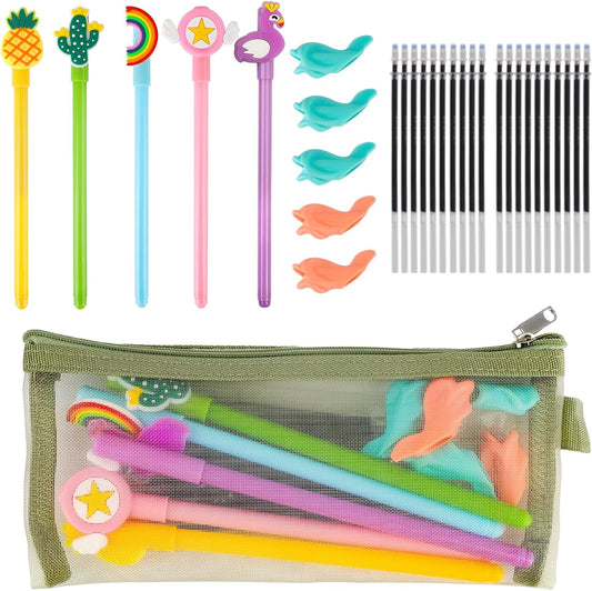 Large Reusable Grooved Handwriting Practice Workbooks for Kids Ages 3-8 – Magic Disappearing Ink & 3D Groove – Preschool Kindergarten Children Writing Books 5-Book Set with Pen Grips