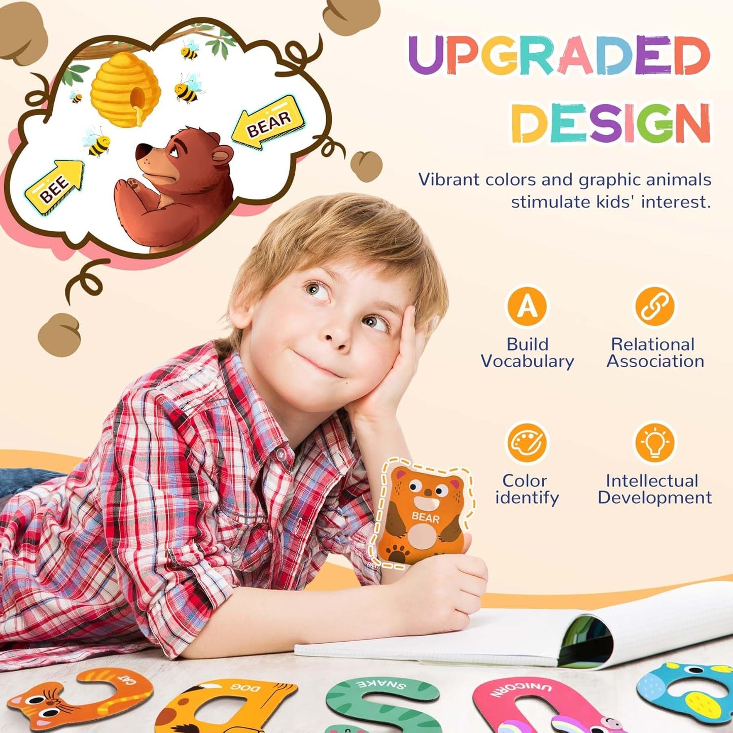 39 PCS Large Magnetic Letters and Numbers, Fridge Magnets for Toddlers 1-3, Cute Animials Alphabet Magnets Kit for Educational Learning