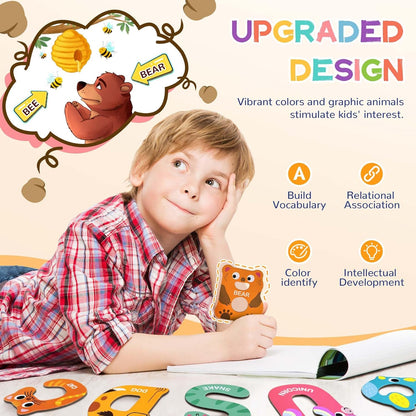 39 PCS Large Magnetic Letters and Numbers, Fridge Magnets for Toddlers 1-3, Cute Animials Alphabet Magnets Kit for Educational Learning