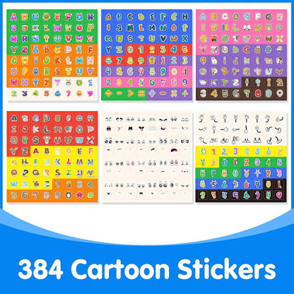 Magnetic Letter and Number Trays (13" X 10") - 100 Pcs Math Linking Cubes with 384 Cartoon Stickers