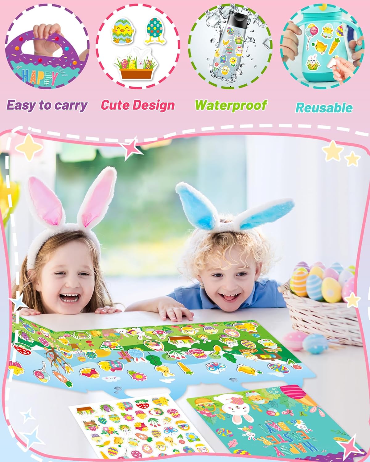Halloween Sticker Books for Kids, Reusable Sticker Books for Toddlers, Halloween Travel Toys Acticities Crafts Birthday Gifts for Boys Girls Kids