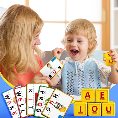 Montessori Matching Letter Game for Kids Ages 3-8 | Educational Learning Spelling Toys with Storage Function | Christmas Birthday Gifts for 3 4 5 6 Year Old Boys & Girls | Larger Blue (50% Bigger)