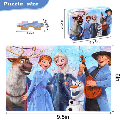 MZZOTOY Puzzles for Kids Ages 4-8, 60 Piece Puzzles for Kids Ages 3-5 in a Metal Box Girls and Boys Learning Educational Jigsaw Puzzle Toys Gifts