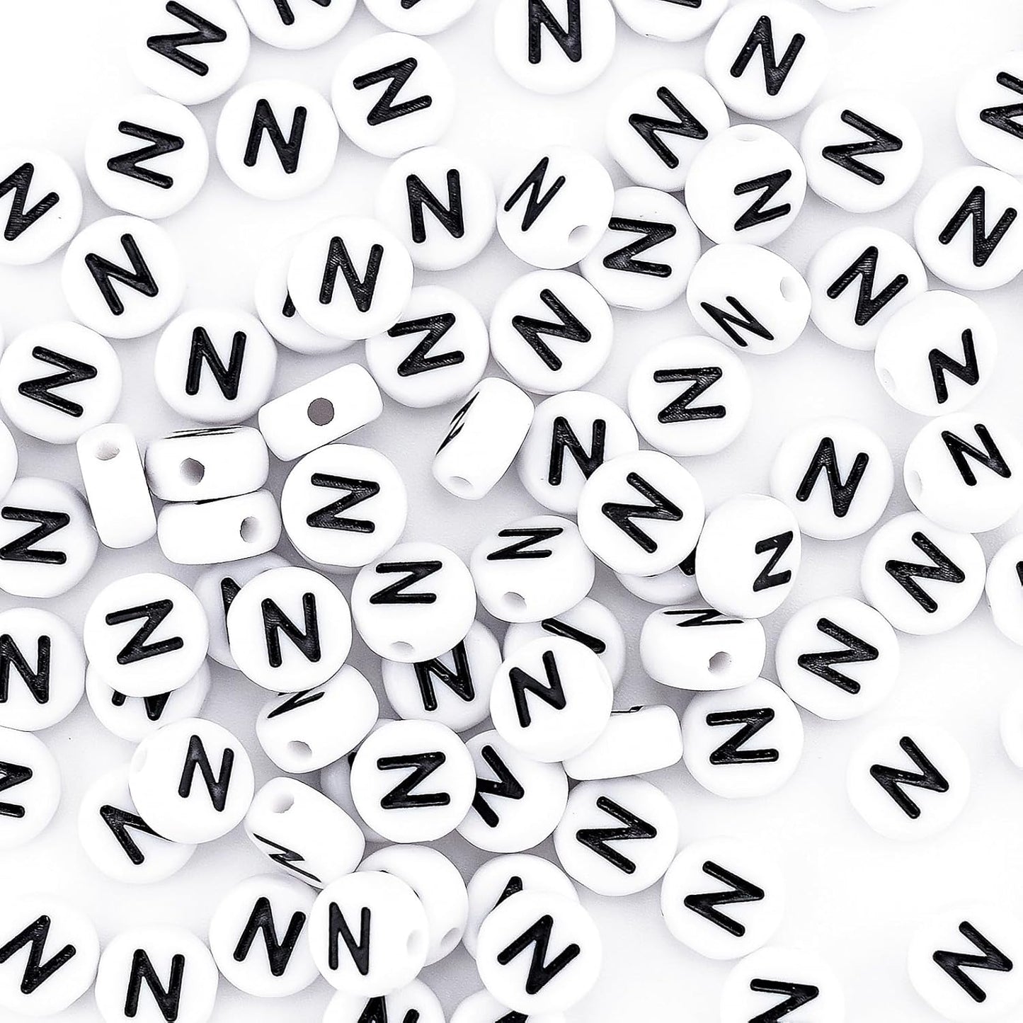 300Pcs Vowel Letter Pony Beads for Charms Bracelets Making 4X7mm Individual Round White Alphabet Beads U