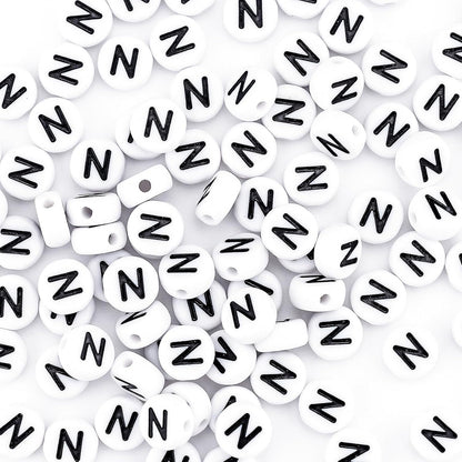 300Pcs Vowel Letter Pony Beads for Charms Bracelets Making 4X7mm Individual Round White Alphabet Beads U