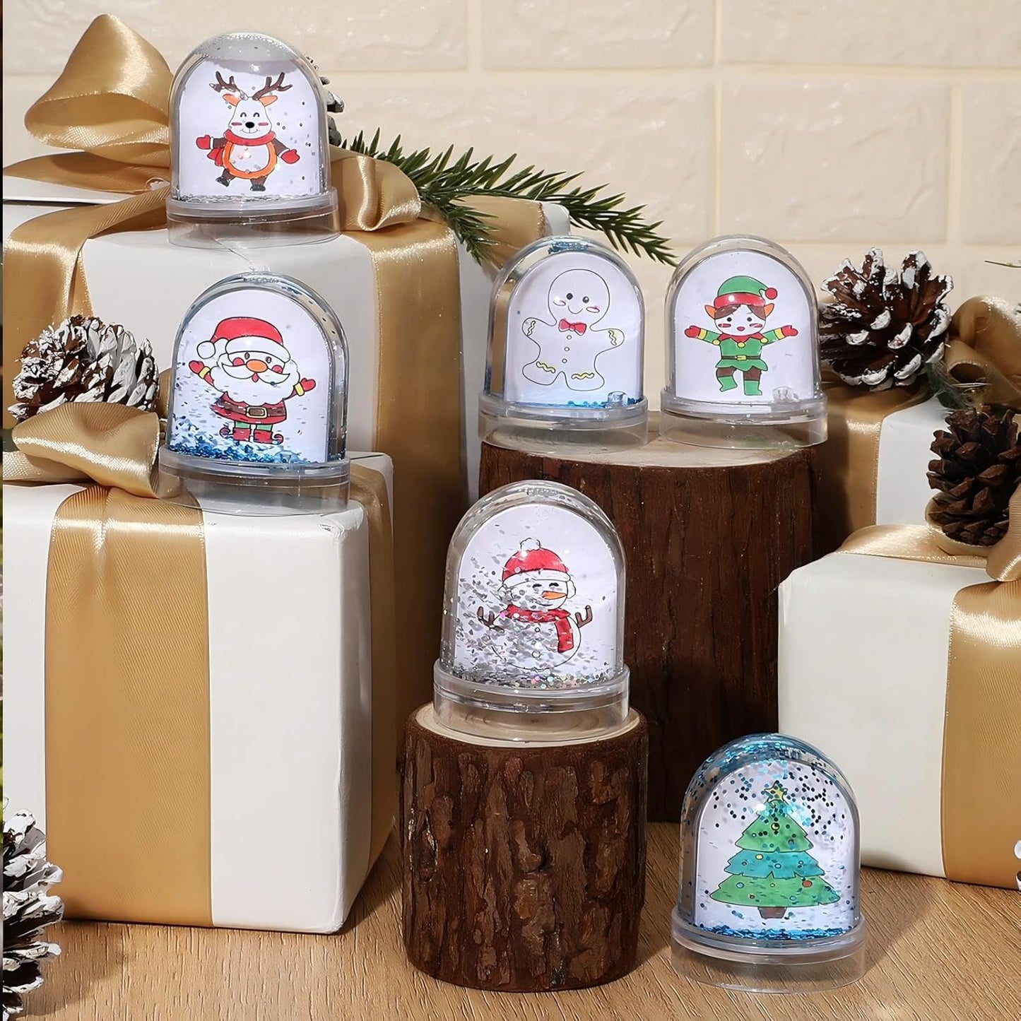 Syhood 12 Pcs Design Your Own Snow Globes Christmas Water Globe Christmas Snow Globes Kit Make Your Own Festive Arts and Crafts for Kids Christmas Activities
