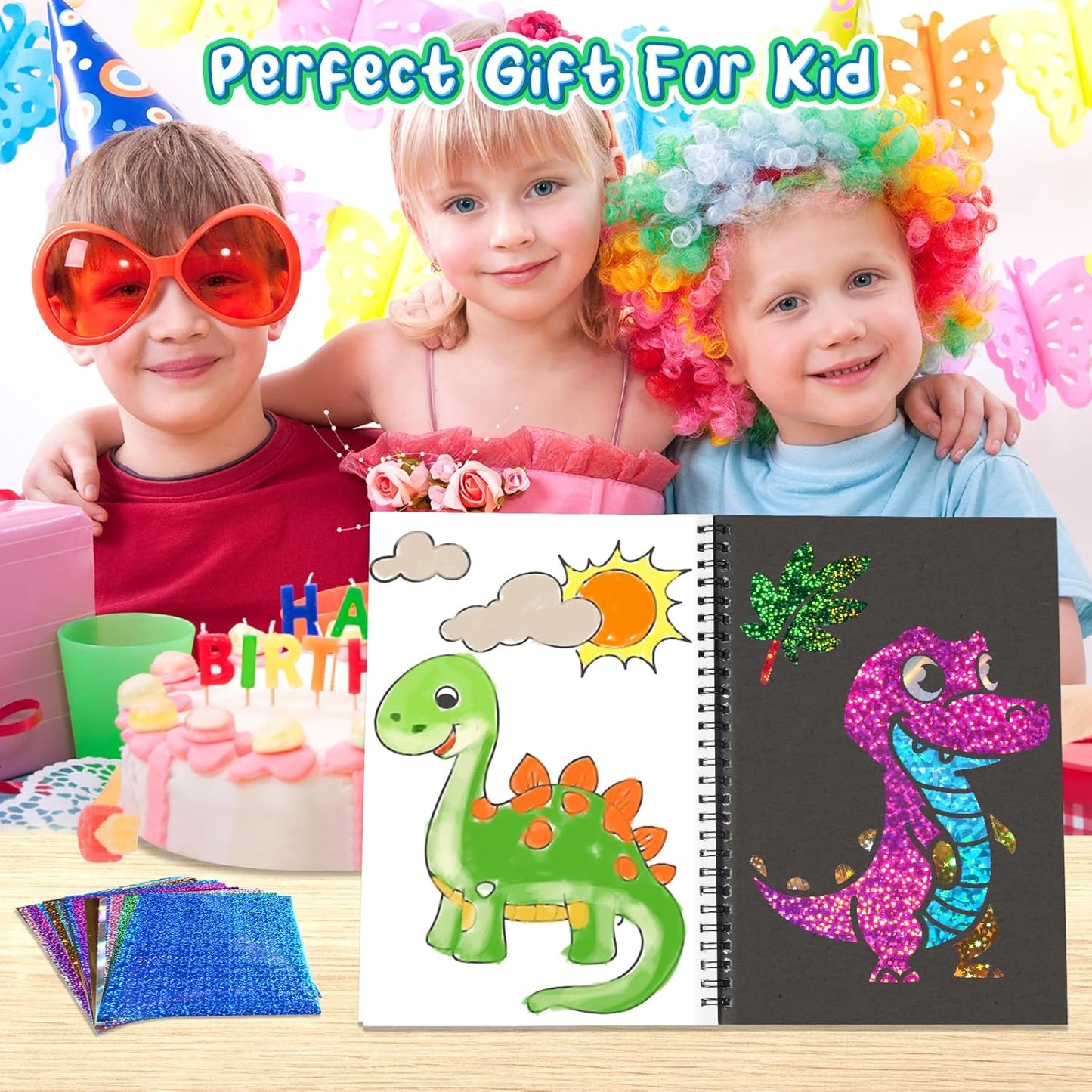 Foil Craft Bugs Butterfly DIY Art Fun Kits Set, No Mess Creative Foil Art Drawing Game for Kids, Birthday Gifts Crafts Supplies Travel Toys for Girls Boys Ages 4-9