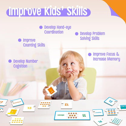 24 Set Addition & Subtraction Puzzles, Self-Correcting Matching Adding and Subtracting Puzzles, Educational Math Games Calculation Activities, Math Learning Toys for Preschool Kids
