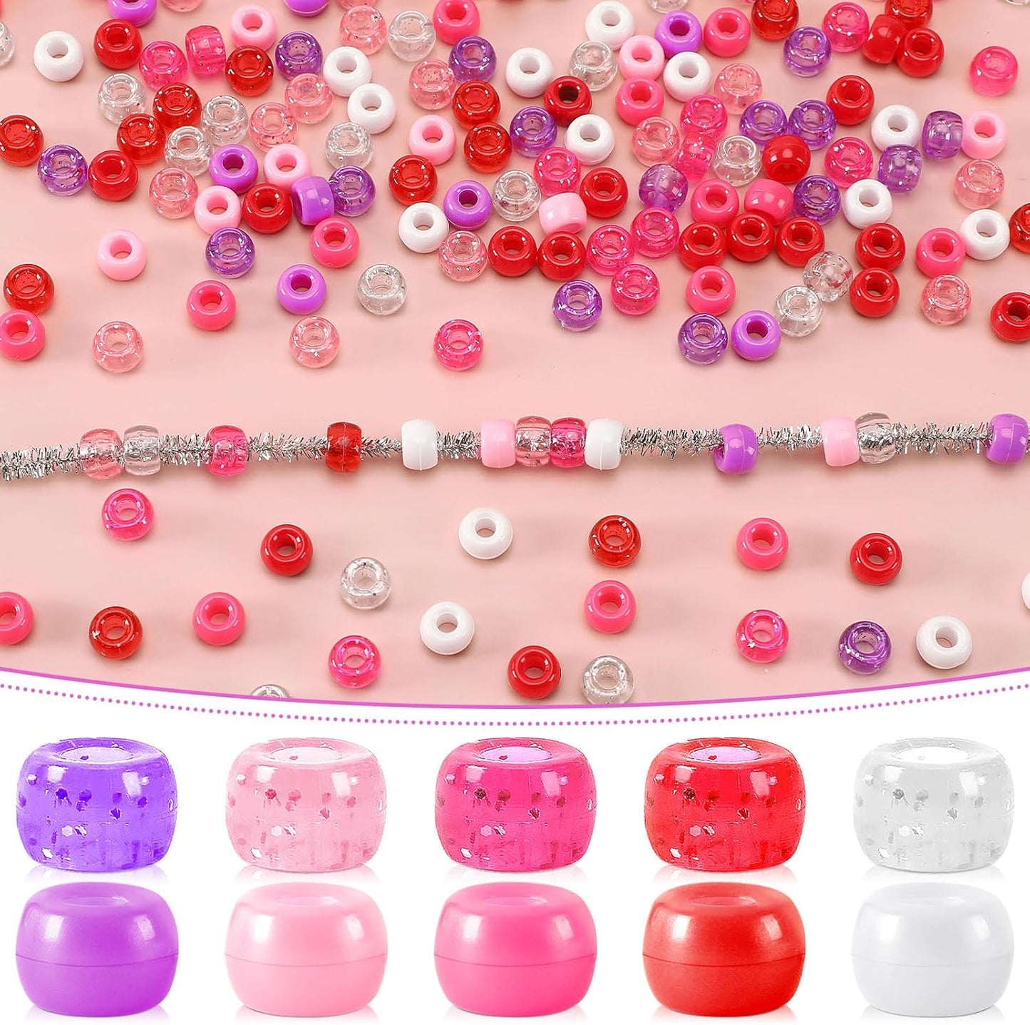 UPINS 1200Pcs Christmas Pony Beads Friendship Plastic Small Hair Beads Red Green White Pony Beads for Necklace Supplies (Christmas)