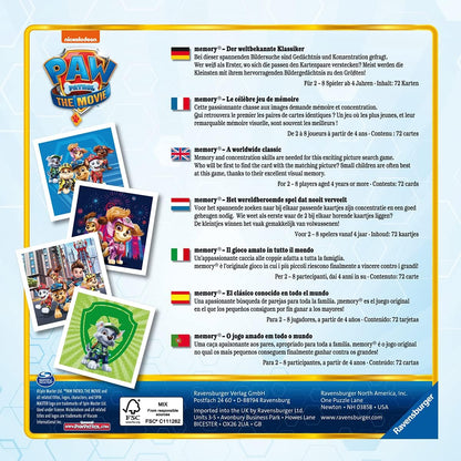Ravensburger Paw Patrol The Movie Mini Memory Matching Picture Snap Pairs Game for Kids Age 3 Years and Up