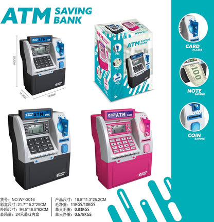 BKstar Kids ATM Piggy Bank with Debit Card & PIN - Electronic Money Bank with Digital Coin Counter & Bill Feeder, Educational Savings Toy for Boys & Girls Ages 3-12
