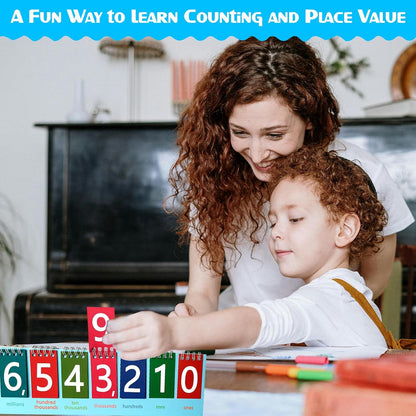 5 Pack Student Place Value Flip Chart Double-Sided with Whole Numbers and Decimals 1st 2nd 3rd Grade Math Learning Tool to Count by Ones, Tens, Hundreds, Thousands and Millions Classroom Must Haves