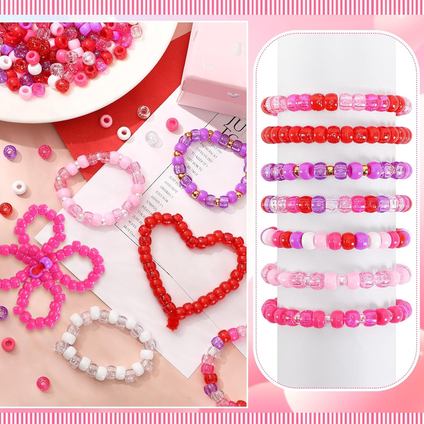 UPINS 1200Pcs Christmas Pony Beads Friendship Plastic Small Hair Beads Red Green White Pony Beads for Necklace Supplies (Christmas)
