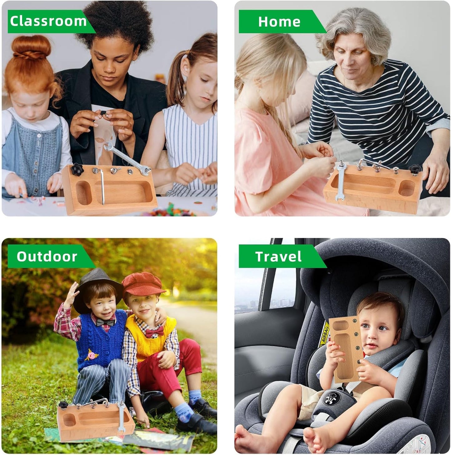MEROCO Montessori Screwdriver Board Set for Kids 2-5 Years, Wooden Educational Learning Sensory Nuts and Bolts for Toddlers, Preschool STEM Waldorf Gift