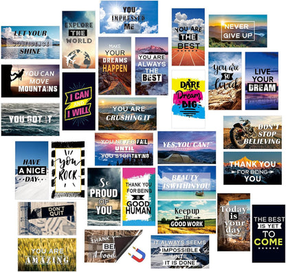 Xuhal 60 Pcs Inspirational Magnets Bulk Rectangle Positive Affirmation Magnets Decals Decorative Inspiring Quotes Fridge Magnetic Stickers for Adults Students Team Motivational Gifts (Classic)