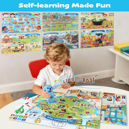Phonics Flash Cards with Talking Pen for Homeschool Essentials -Hooked on Phonics Games for Kids Ages 4-8 Kindergarten Preschool Learning Activities, Interactive Dinosaur Learn to Read from 21 Stages