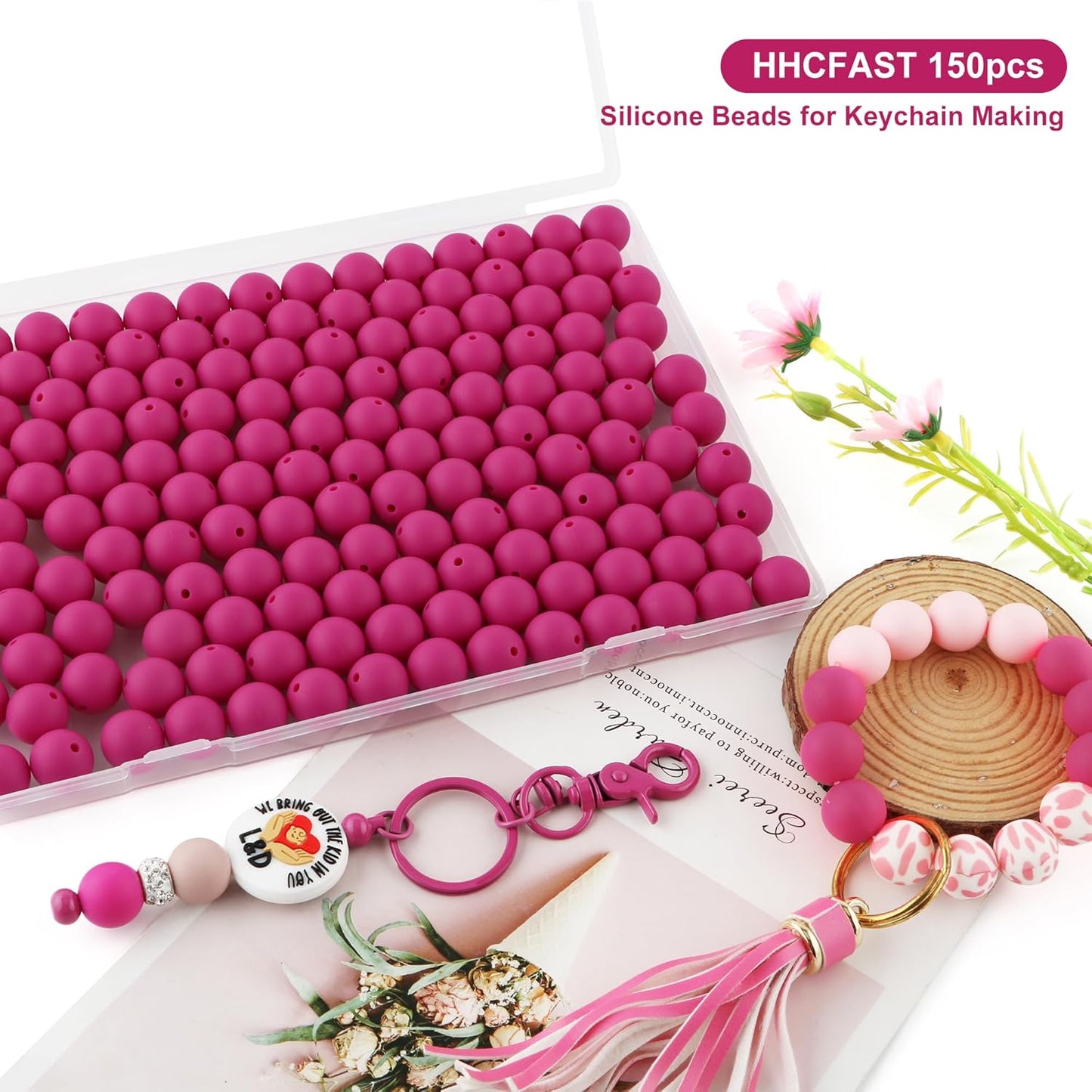 65Pcs 19mm Silicone Beads for Keychain Making Bracelet Necklace, Bulk Round Silicone Beads for Pens（Christmas Green） - Colors B