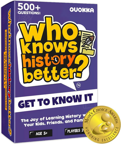 QUOKKA Board Games for Kids 8-12 and Family - Set of 4 Who Knows It Better? - 2000+ Questions Across Biology, Culture, STEM and Math - Educational Trivia Cards for Learning and Game Night