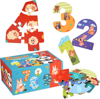 Wooden Jumbo Alphabet ABC Letter Toddler Puzzles Color Shape Animals Recognition Montessori STEM Jigsaw Preschool Learning Educational Toy for Kids 3 4 5 Years Old Boys Girls
