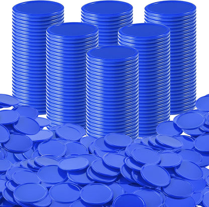 Coopay 1000 Pieces 1 Inch Bingo Chips Bulk, 10 Colors Bingo Markers for Math Practice, Plastic Learning Counters Disks Counting Discs, Poker Chips Game Tokens Kids Reward