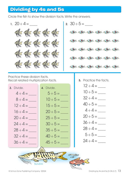 School Zone Multiplication & Division Workbook: 32 Pages, 3rd Grade, 4th Grade, Estimation, Word Problems, Ages 8 to 10 (I Know It! Book Series)