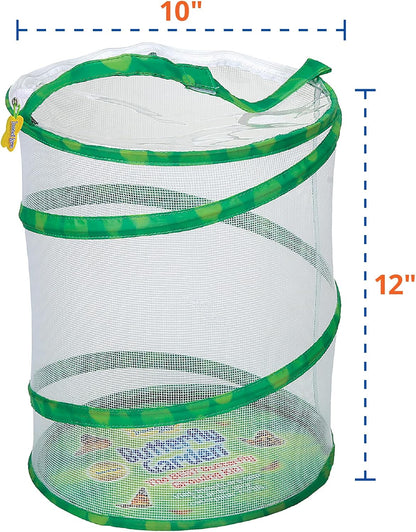 Insect Lore Butterfly Garden with Live Cup of Caterpillars | English and Spanish STEM Activity Journals | 5 Painted Lady Butterfly Baby Caterpillars and Mesh Habitat