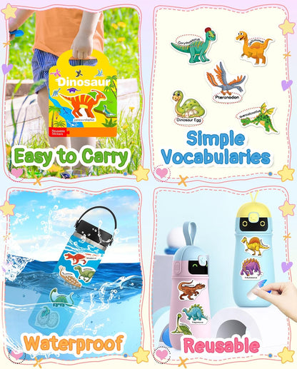 Benresive Reusable Sticker Book for Toddlers, Stickers for Kids, Travel Toys for Arts & Crafts Activities, Birthday Gift for Boys & Girls, Animals Dinosaurs Insects Themes