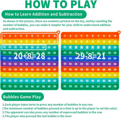 Interactive 12x12 Multiplication Pop Board - STEM Sensory Math Toy with Poppable Bubbles, Classroom & Homeschool Learning Game, Multiplication Table Chart for Kids, Stress Relief Tool, CPC Certified