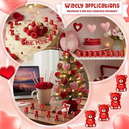 Gerrii 50 Pcs Mini Teddy Bears Bulk Small Miniature Figurines Rubber Mini Bears Tiny Little Heart for Home Desktop Landscape Counting Manipulatives Valentines Day (Colorful)