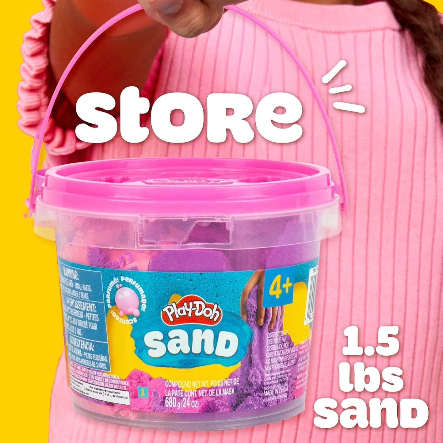 Play-Doh Sand Slime Bucket, Teal and Purple, Cotton Candy Scented, 1.5 Pounds of Play Sand in Resealable Bucket with Magical Molds on the Lid, Creativity for Kids Sensory Toys