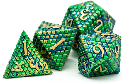 UDIXI Steampunk Metal Dice Set, 7 Die Polyhedral DND Dice Set for D&D Role Playing Game and Math Teaching (Ancient Copper)
