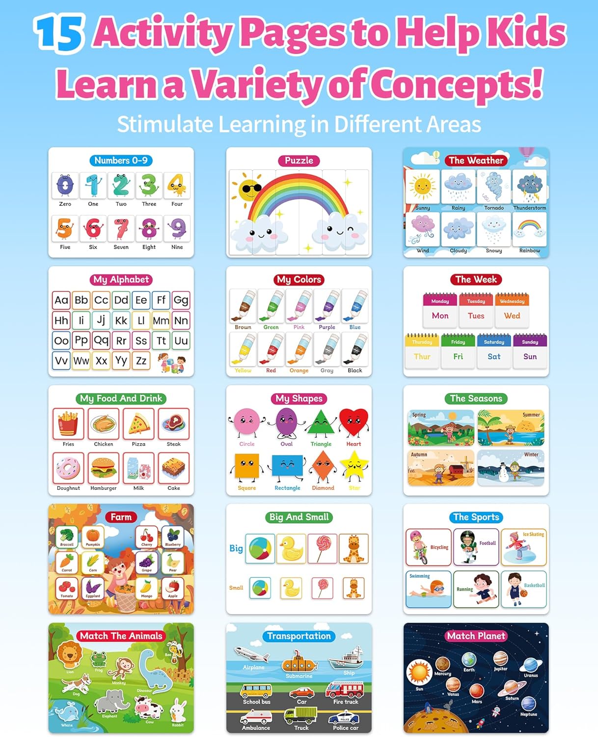 Benresive Busy Book for Toddlers 3-5, Montessori Preschool Learning Activities Book, Educational Sensory Travel Toys for Kids, Birthday Gifts for Boys Girls Ages 3+