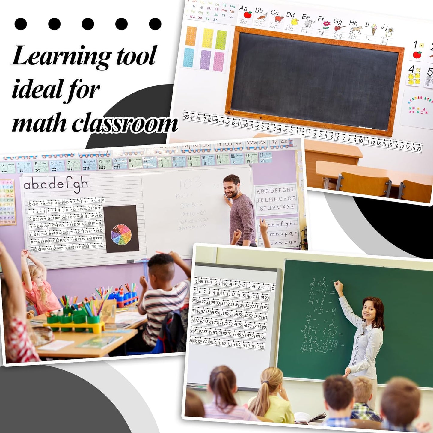 29 Pieces Number Line for Classroom Wall -20 to 120 Number Line Bulletin Board Border Boho Classroom Decorations Math Posters for Teachers