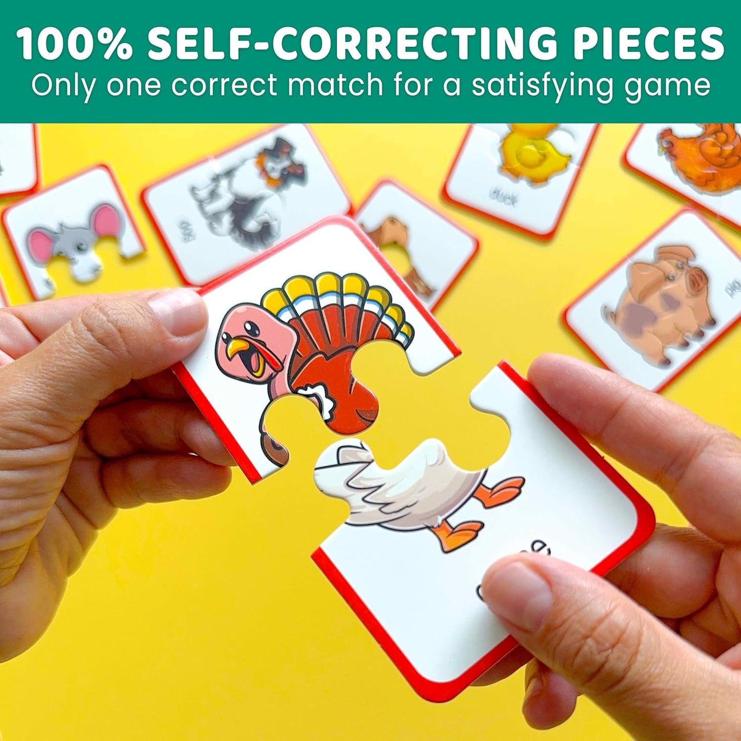 QUOKKA Toddler Puzzles Ages 2-4 – 100% Self-Correcting 16 Matching Pairs of Wood Animals – Educational Toddler Puzzles Ages 1-3 with 32 Pieces - Memory Matching Games for 3-5 Years Old Boys and Girls