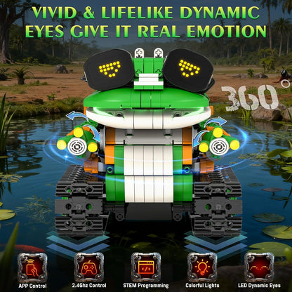QHECTTY STEM Robot Building Kits for Kids 6-14, 5in1 Remote & APP Controlled STEM Tractor/Frog/Robot Building Toys, 732 Pcs Educational Building Block Sets for Kids, Erector Sets Gifts for Boys Girls
