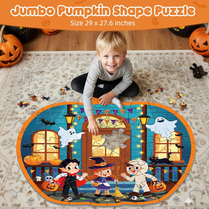 45 Pcs Halloween Floor Puzzle for Kids Age 4-8, Jumbo Pumpkin Jigsaw Puzzles Halloween Boo Basket Gifts Stuffers for Kids Girls Boys