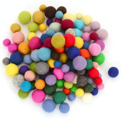 Glaciart One Wool Felt Balls (50 Pieces) 2.5 Centimeters - 1 Inch, Handmade Felted 5 Valentines Colors (Baby Pink, Medium Pink, Magenta and More) - Bulk Small Puff for Felting and Garland