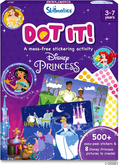 Skillmatics Dot It Sticker Art - Disney Princess, Mess-Free Fun for Kids, 500+ Stickers, Craft Kits, DIY Scrapbooking Activity, Gifts for Girls & Boys Ages 3, 4, 5, 6, 7