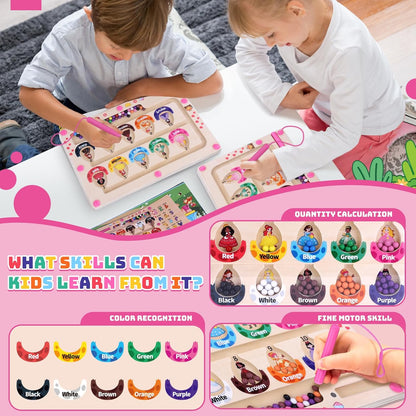 Uiseba Dinosaur Mini Magnetic Color and Number Maze Montessori Toy for Ages 3 4 5, Toddler Busy Board, Educational Preschool Learning Activities, Ideal Christmas & Birthday Gift for Boys and Kids